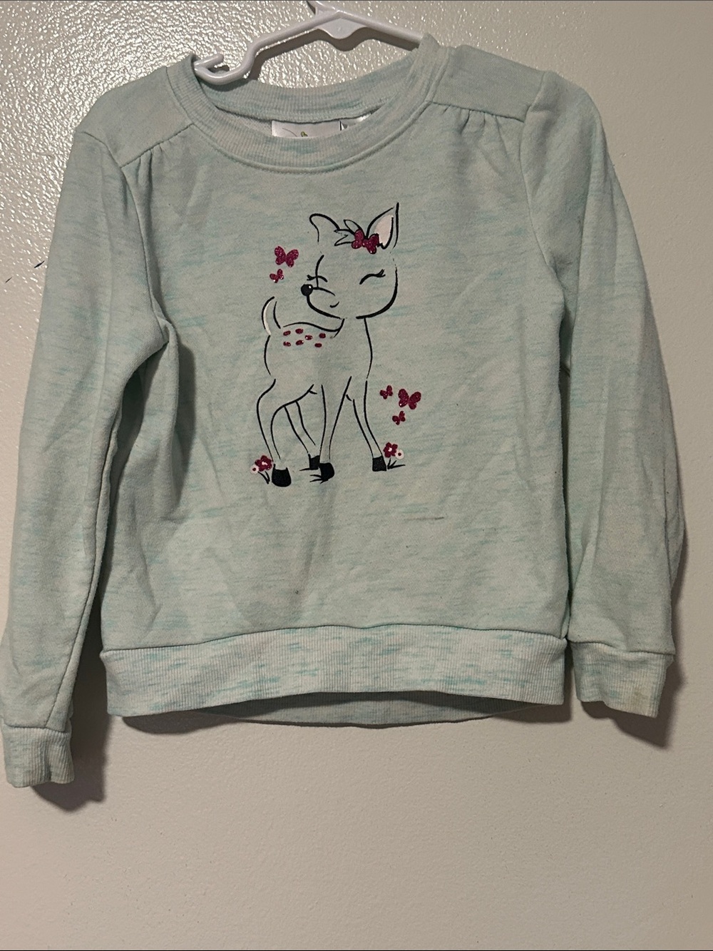 jumping beans Light Mint Deer Graphic Sweatshirt with Pink Accents